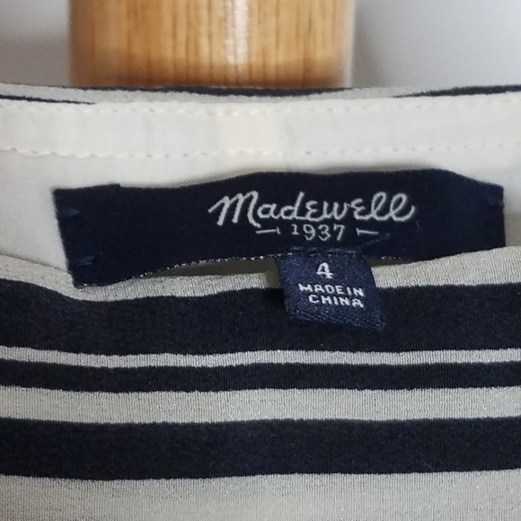 Madewell Striped Silk Tie -Waist Striped Dress Size 4 - Picture 7 of 8